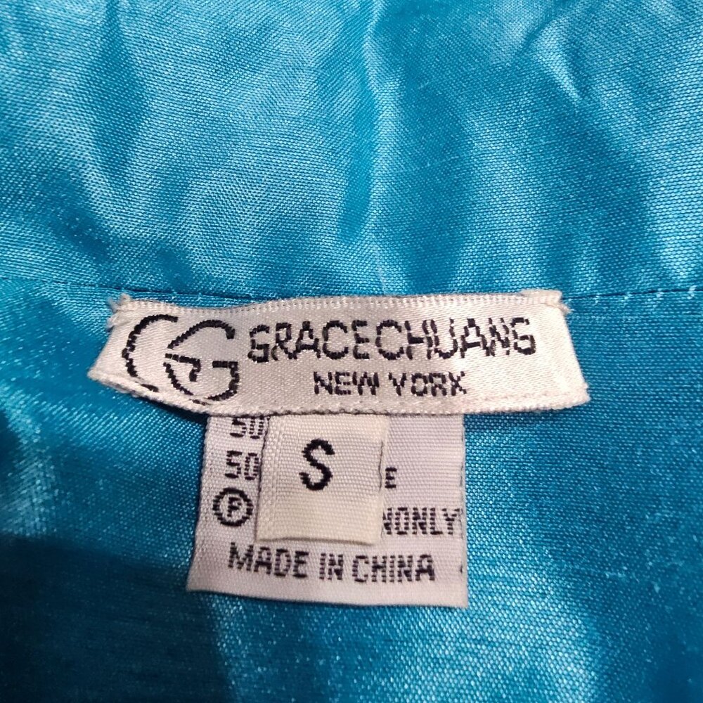 Grace Chuang Magenta & Turquoise Wool Longline Ja… - image 5